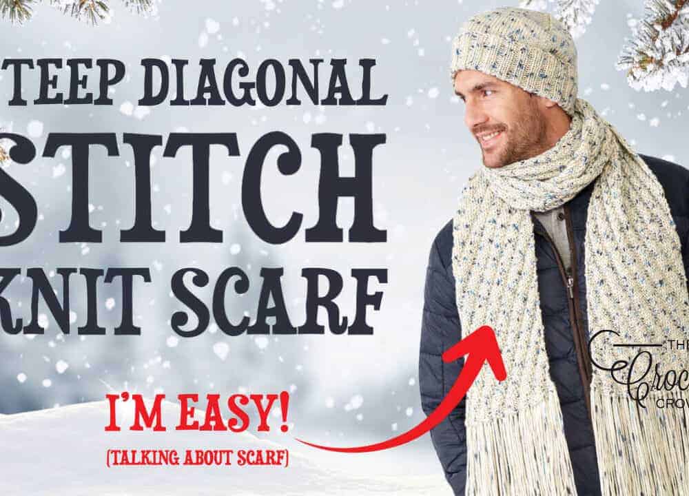 Easy Steep Diagonal Knit Stitch Scarf