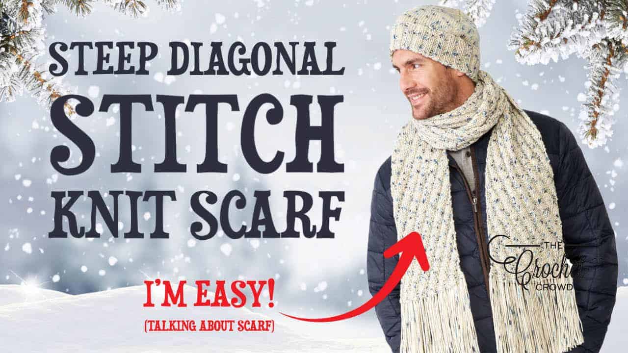 I’m Easy… Steep Diagonal Stitch Knit Scarf + Tutorial