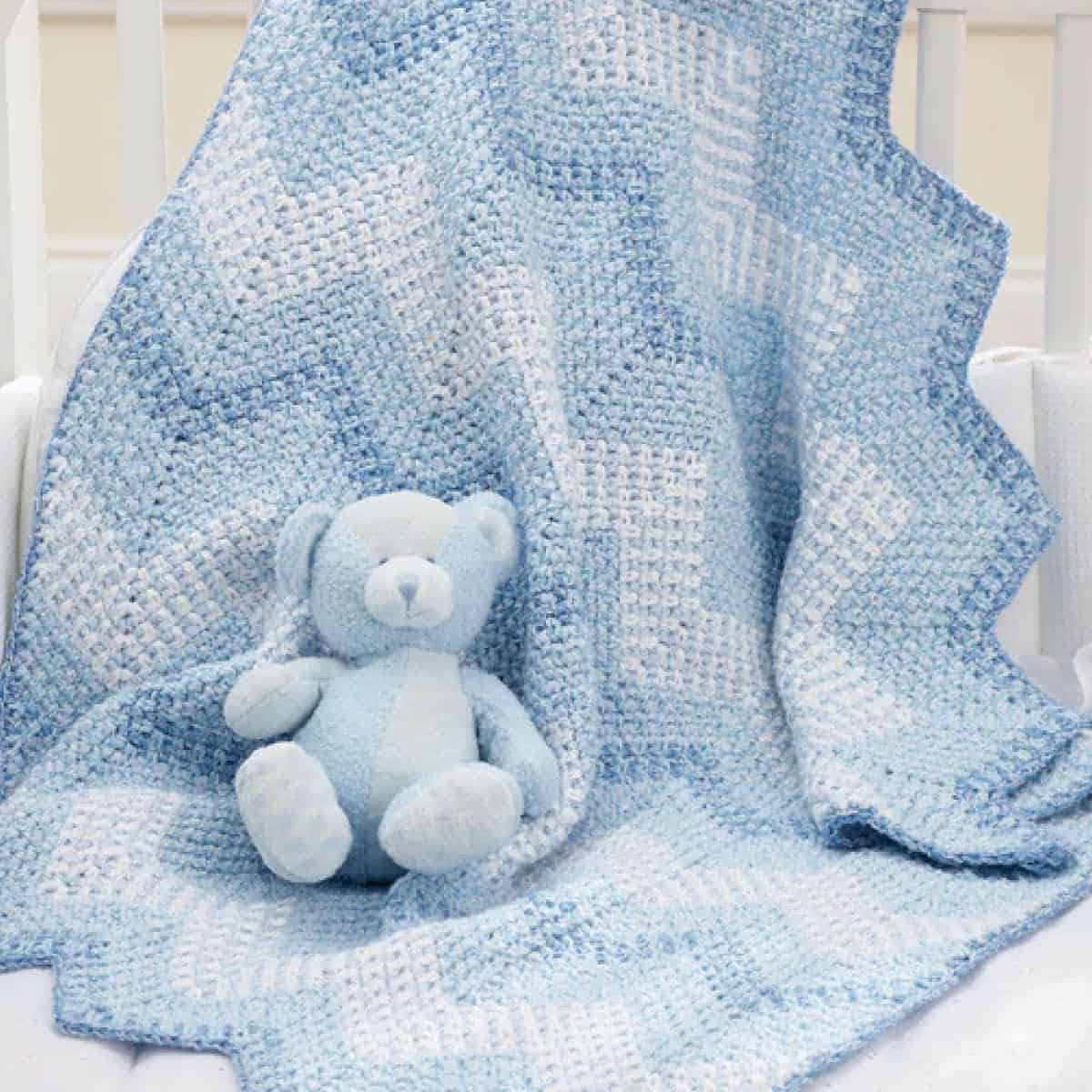 Crochet Cascading Moss Stitch Wave Baby Blanket