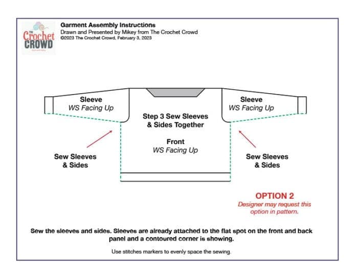 Attaching Diagrams for Garments - Sew Sleeves and Sides Together