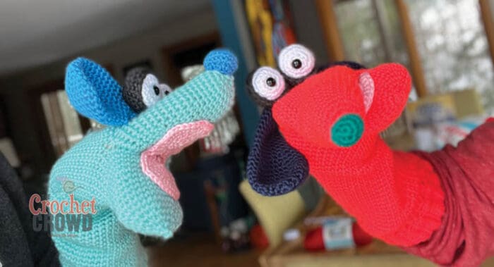 Scrappy and NIbbles Hand Crochet Puppets