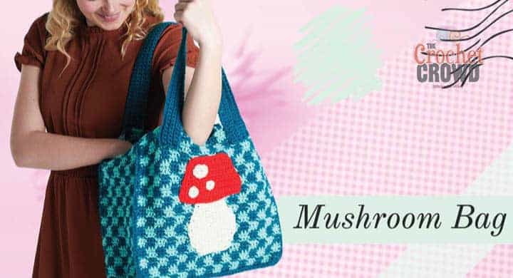 Crochet Checkers and Mushroom Tote Bag