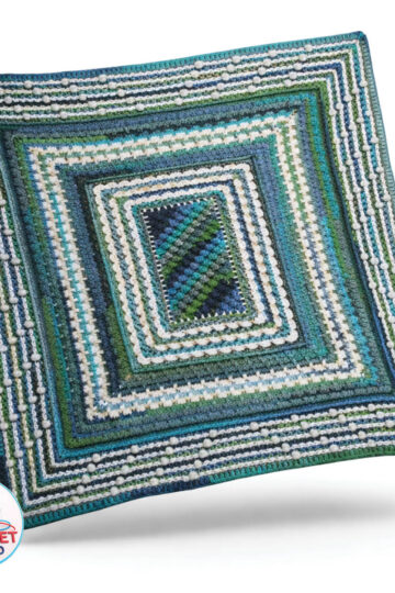 Oceanic and White Colour Rectangle Crochet Stitch Sampler Blanket