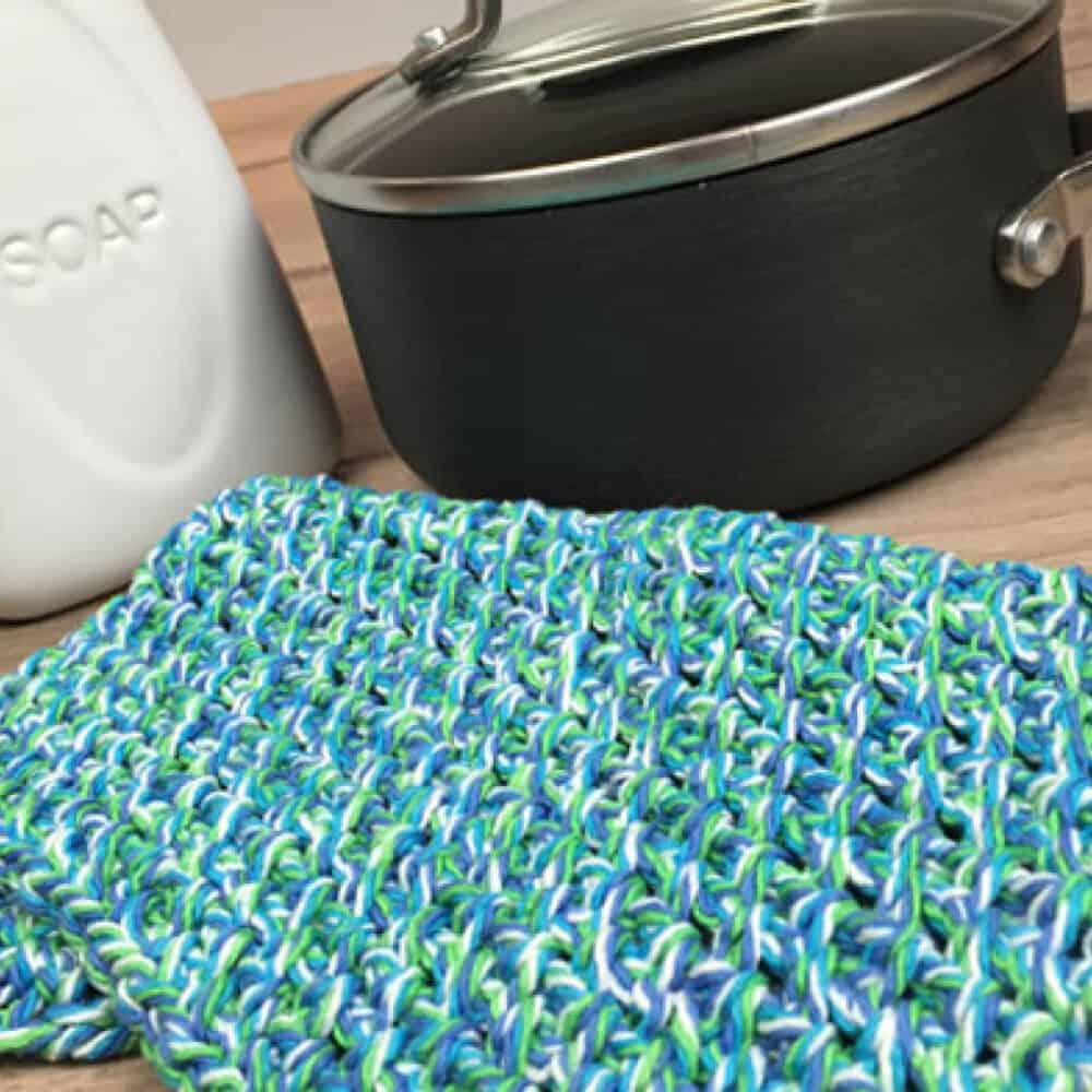 Easy Crochet Moss Stitch Twist Dishcloth Pattern