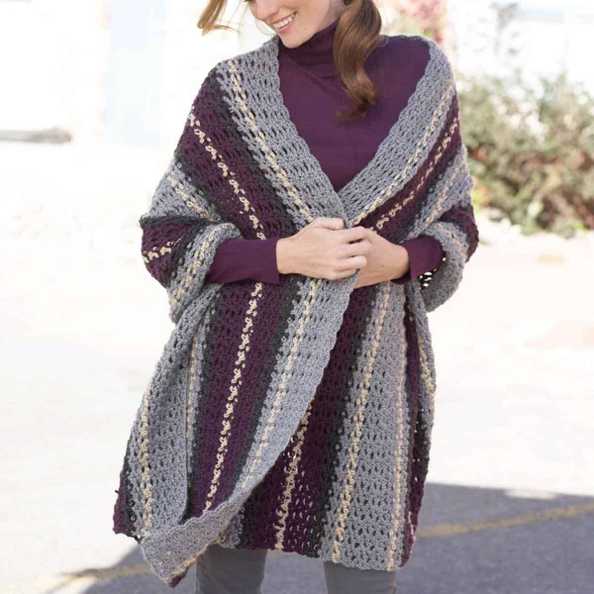 Crochet Caron Afternoon Wrap Pattern