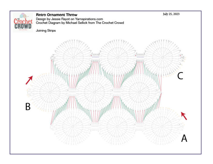 Crochet Diagram - Retro Ornament Throw Joining Strips