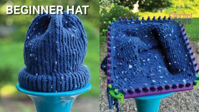 Beginner Loom Knit Fleece Tweed Hat