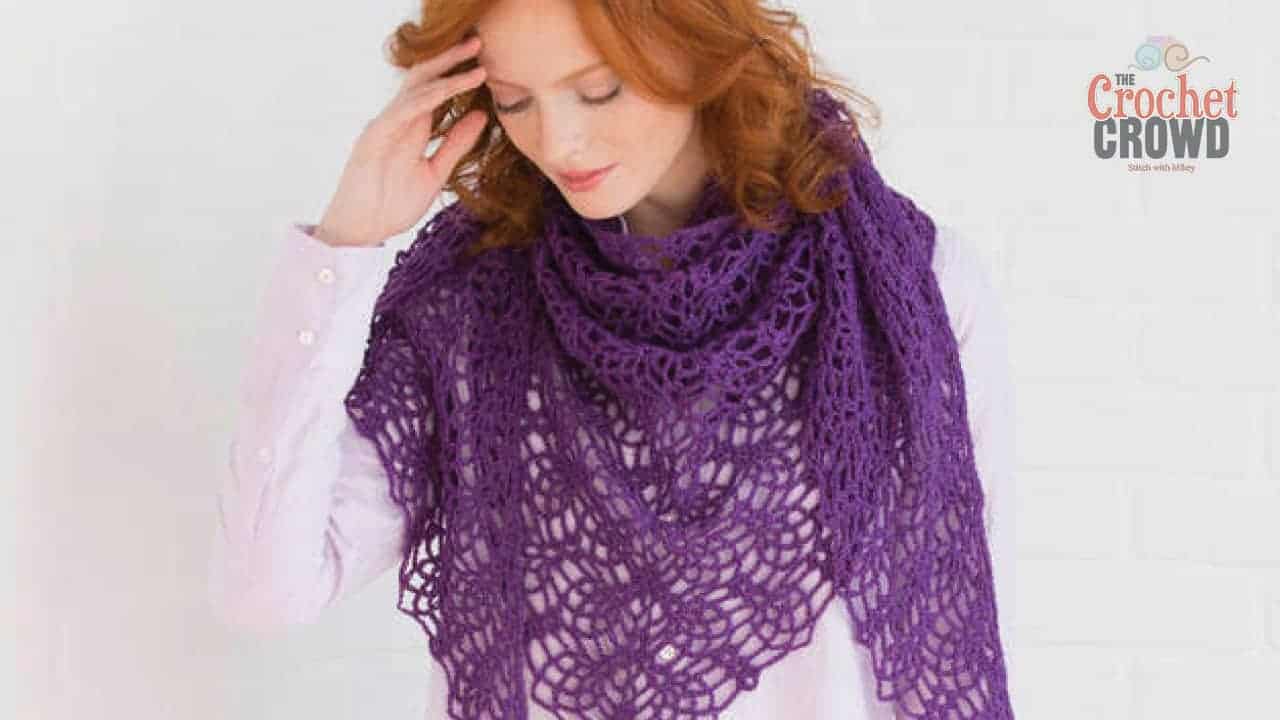 Crochet Heart and Sole Purple Pineapple Stitch Shawl