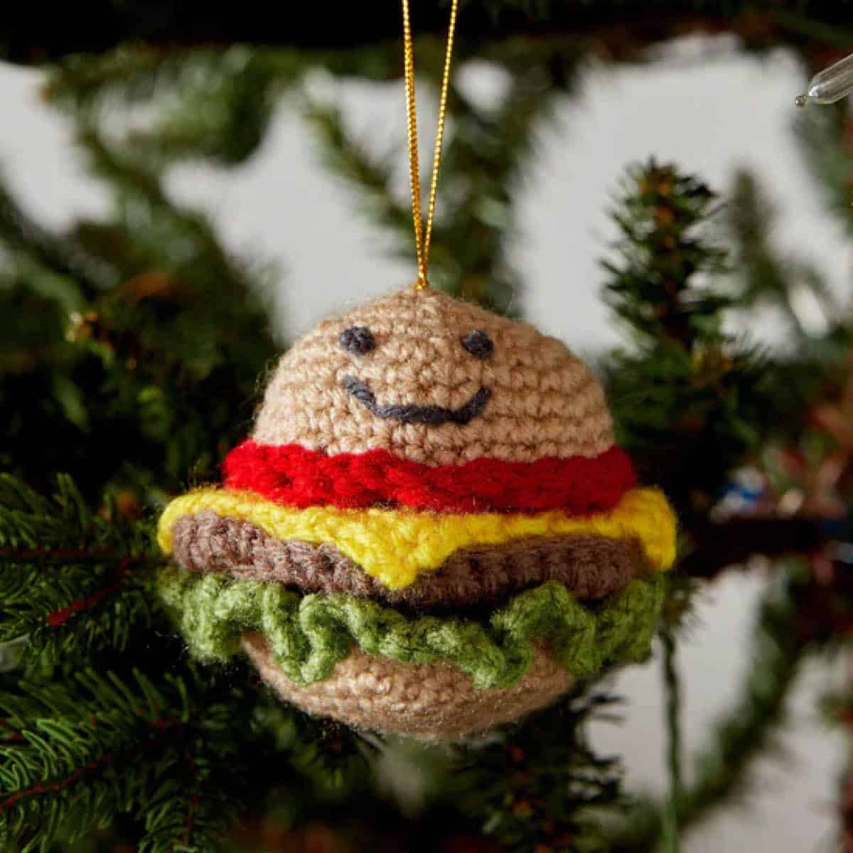 Crochet Hamburger Ornament Pattern