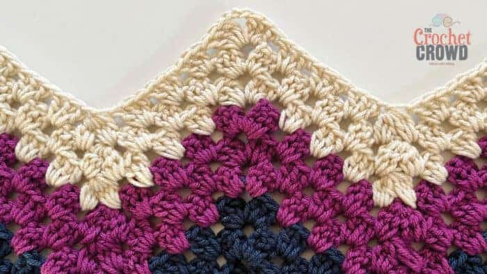 3 Shells Up and Down Crochet Granny Ripple Crochet Diagram