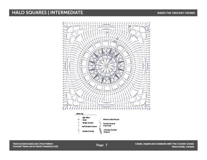 Halo Squares Crochet Diagram