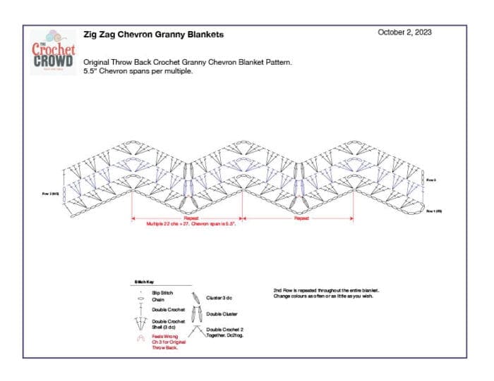 Crochet Diagram for Granny Throw Back