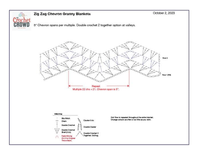 2 Shells Up and Down Crochet Granny Ripple Double Crochet 2 Together Option.