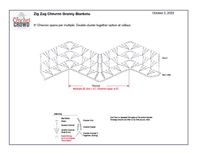 2 Shells Up and Down Crochet Granny Ripple Bottom Cluster Option.