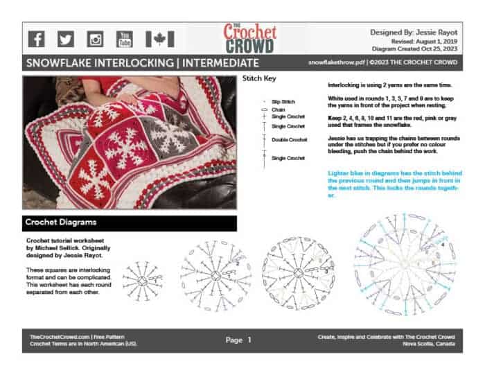 Small Crochet Diagrams Interlocking Snowflake Throw for Christmas