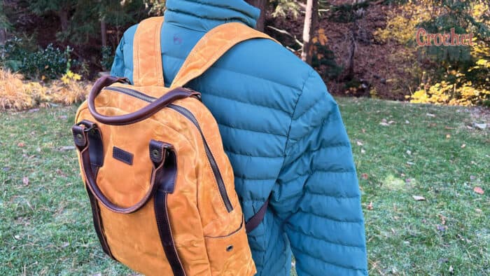 Della Q Maker's Backpack with Olive Green Winter Coat