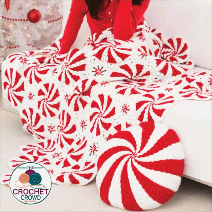 Free Red Heart Peppermint Throw and Pillow Pattern