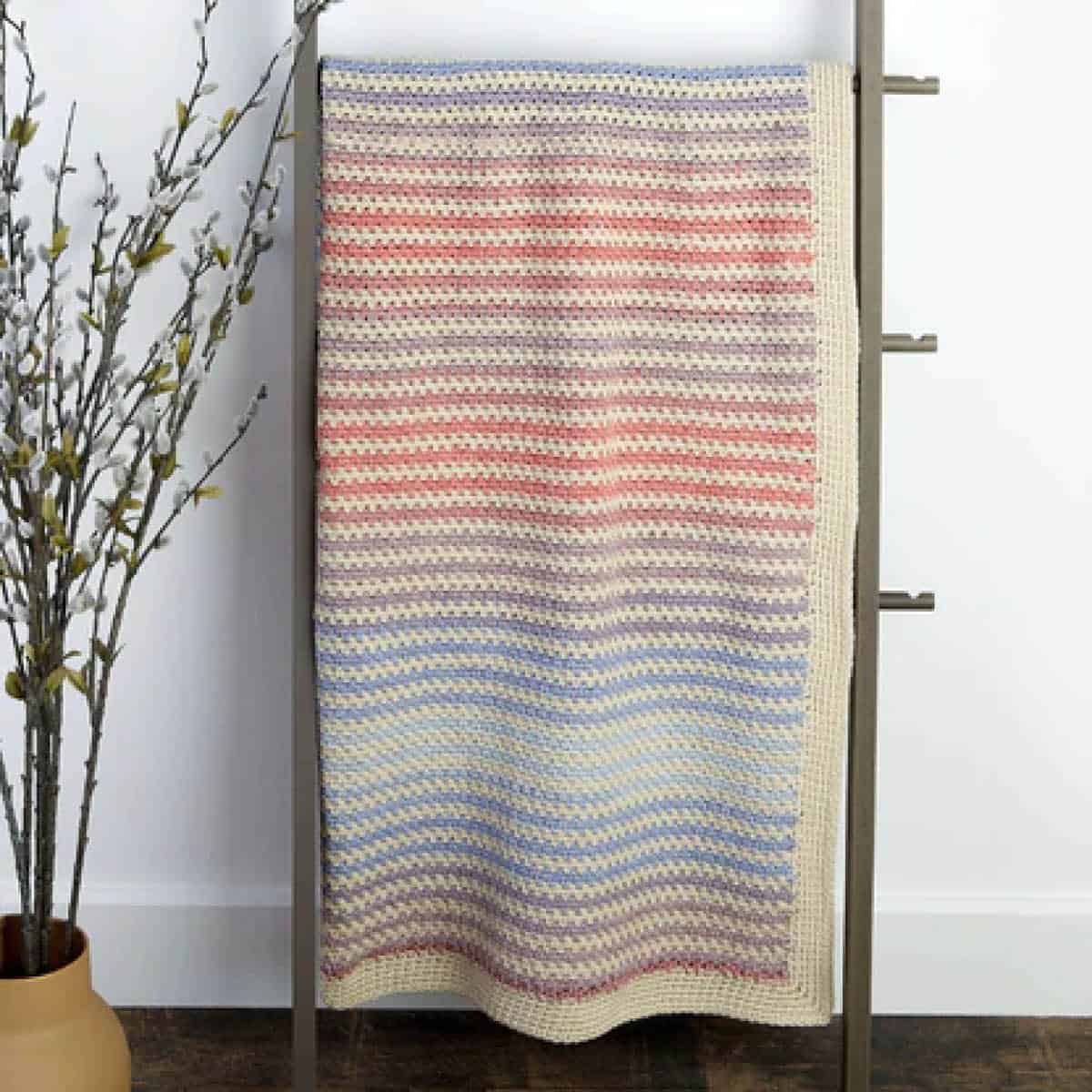 Ombre Moss Stitch Crochet Blanket
