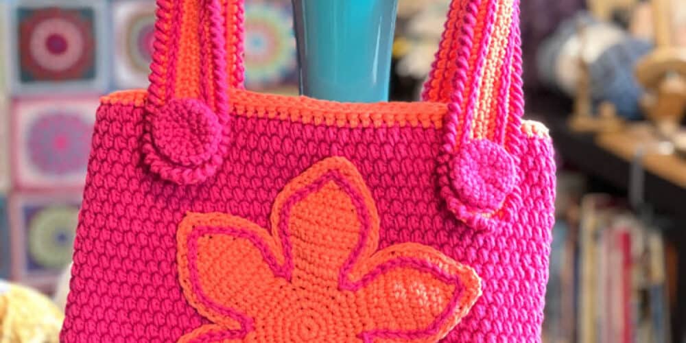 Crochet Large Flower Tote Bag