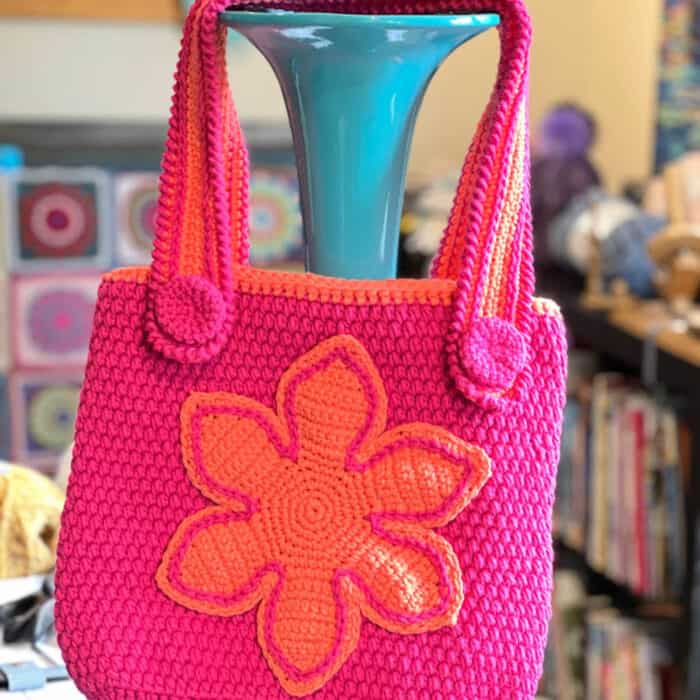 Crochet Large Flower Tote Bag