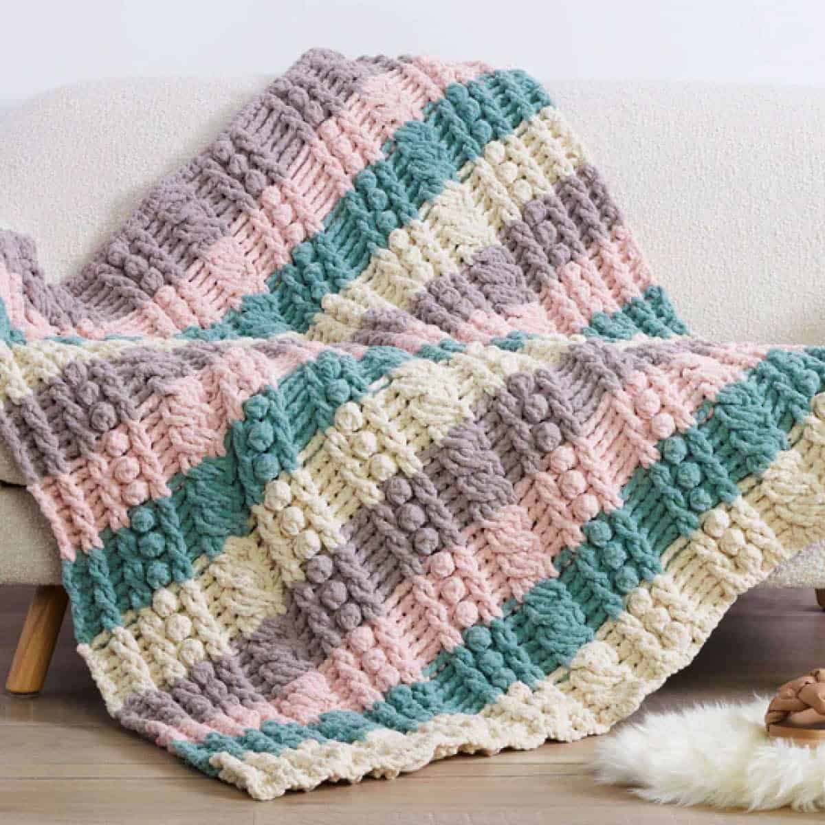 Crochet Puff Dessert Thick Blanket