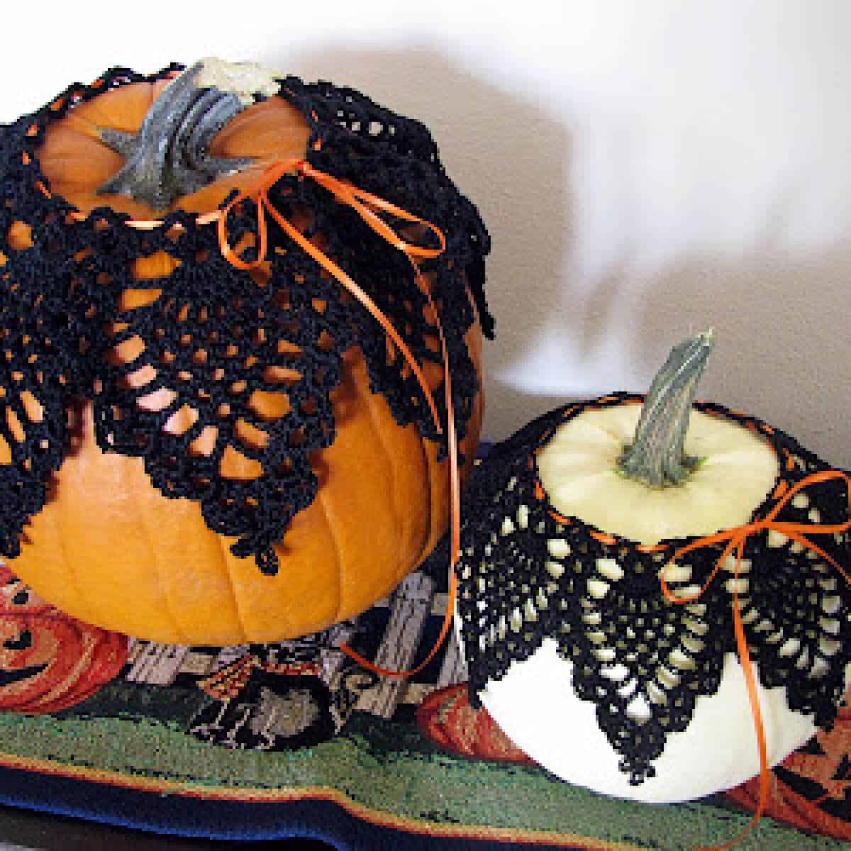 Crochet Pumpkin Doily Covers