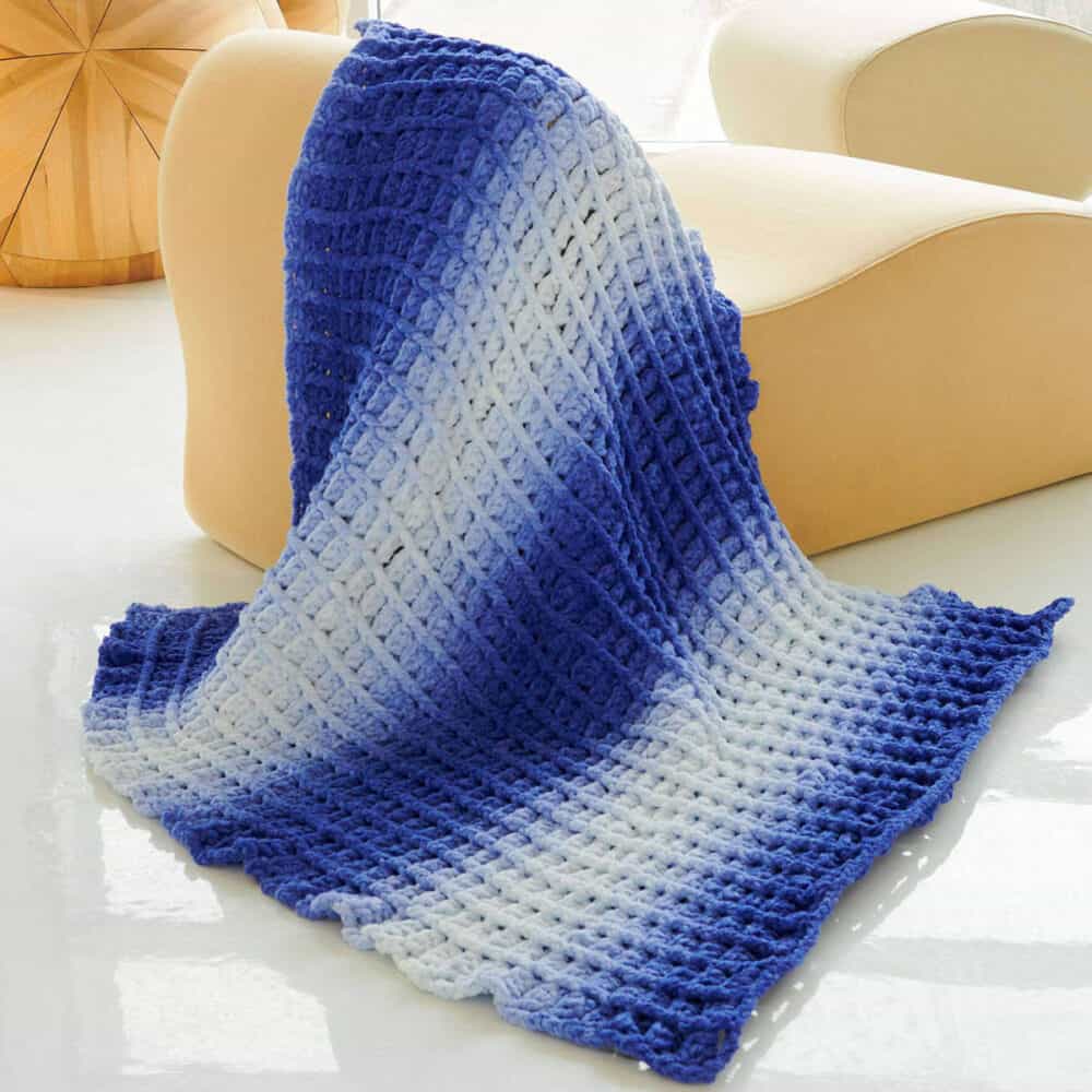 Crochet Waffle Transitional Blanket