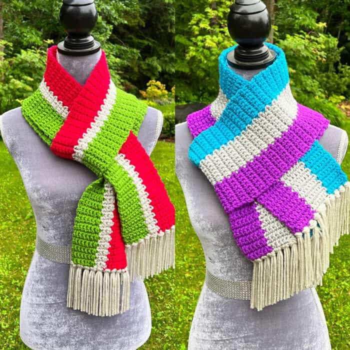 2 Crochet Striped Scarf Patterns