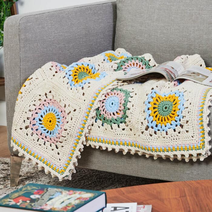 Bernat Picot Edge Crochet Granny Blanket