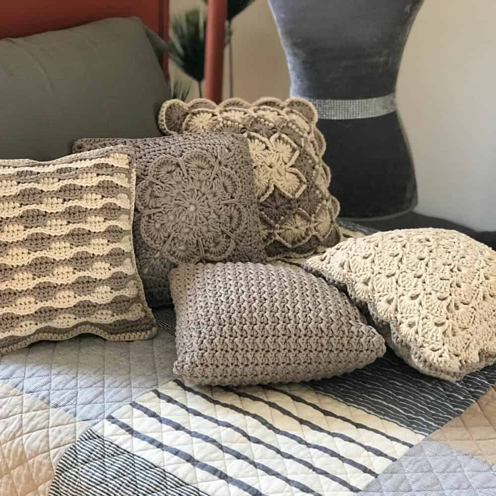 Crochet 5 Textured Pillow Crochet Pattern Designs
