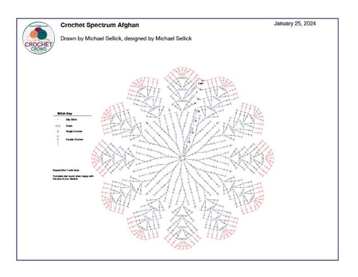 Crochet Spectrum Afghan Diagram