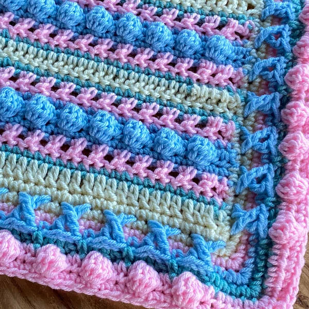 Little Boy Blue Updated Baby Crochet Blanket with Color