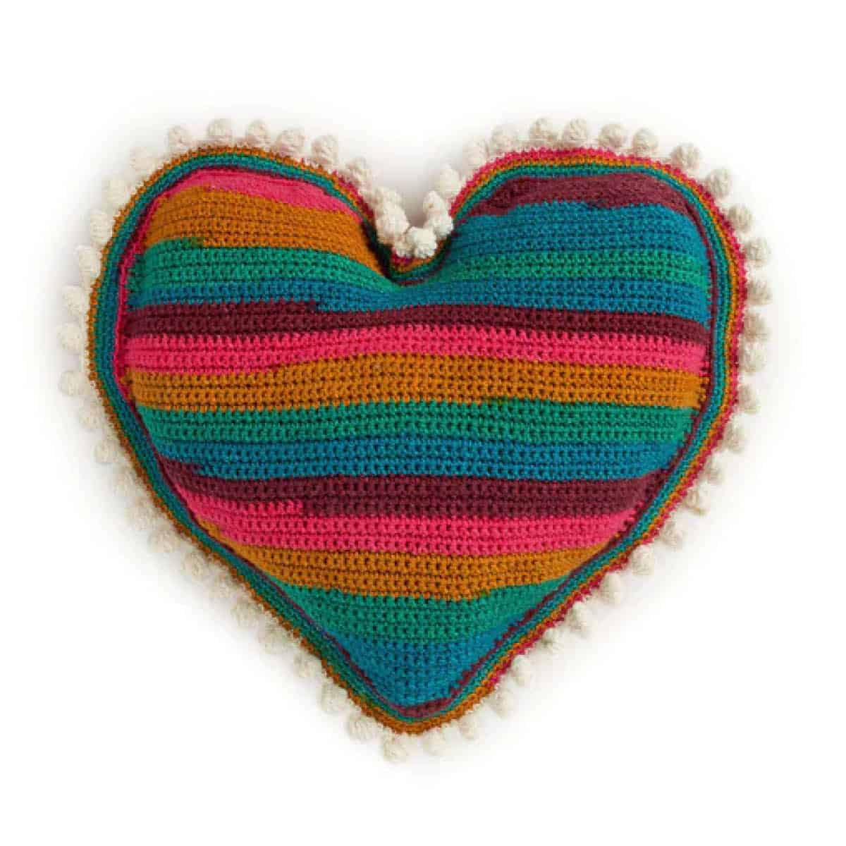Colorful Heart Crochet Pillow Pattern