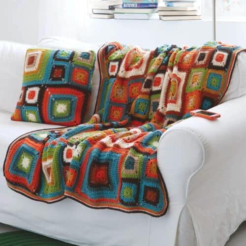 Brighten Up Your Home with a Crochet Bright Squares Blanket