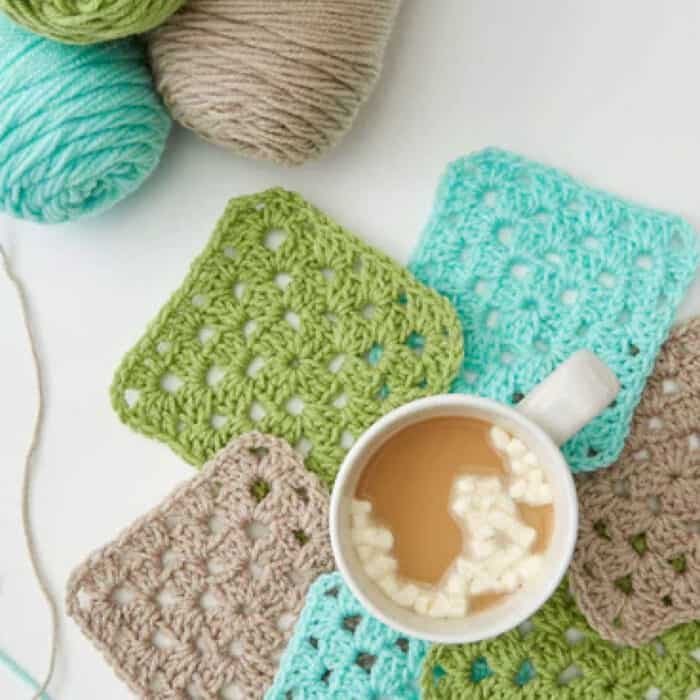 Crochet Easy Granny Square Coasters Pattern