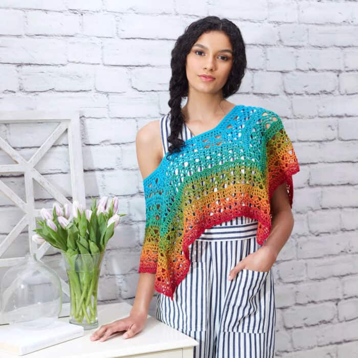 Crochet Fire and Ice Lace Poncho Pattern