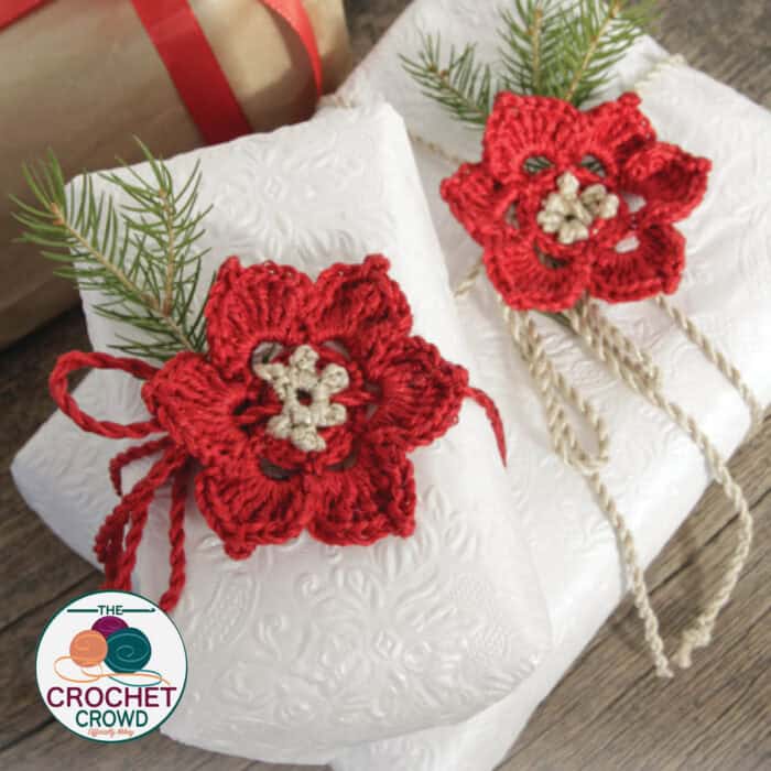 Crochet Gift Wrap Flowers