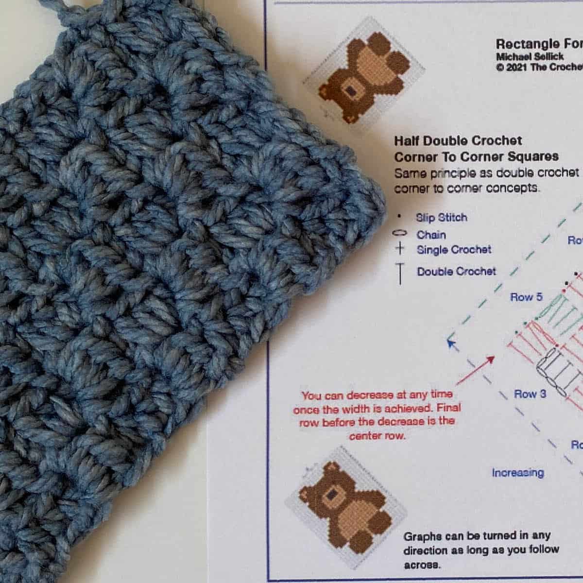 Crochet Half Double Crochet Corner to Corner Rectangle Pattern