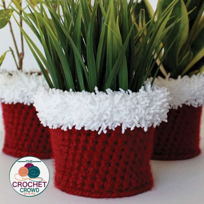 Crochet Holiday Planter Cover