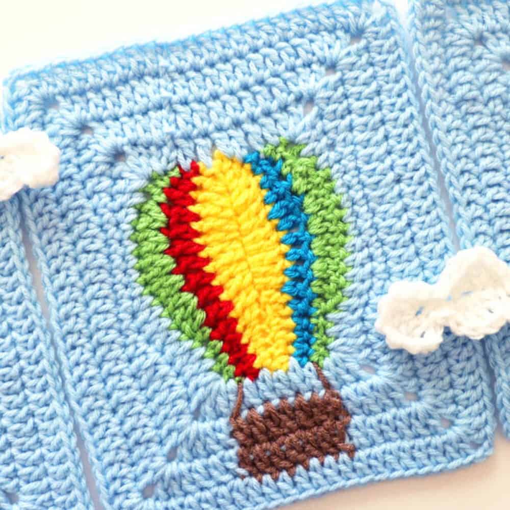 Crochet Hot Air Balloon Square for Baby Blankets