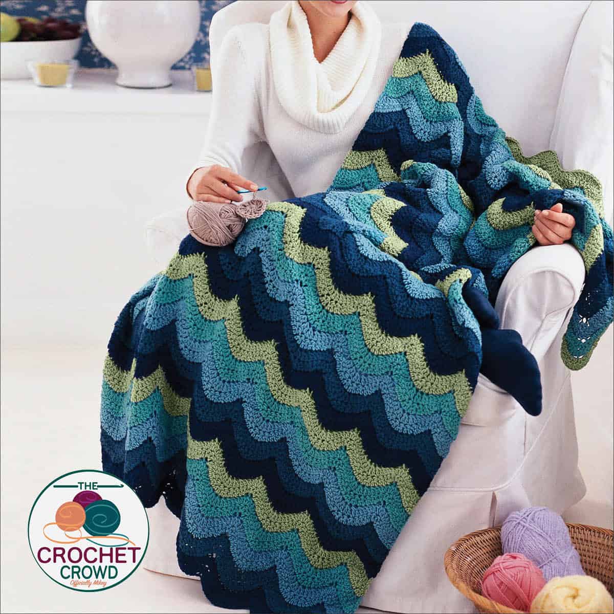 Crochet Red Heart Ocean Waves Blanket pattern