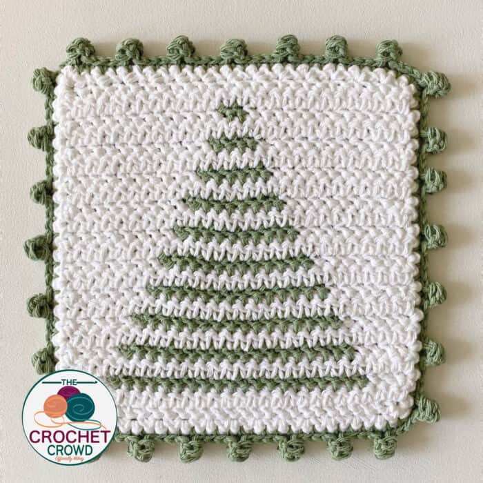 Crochet Winter Tree Stripe Hot Pad