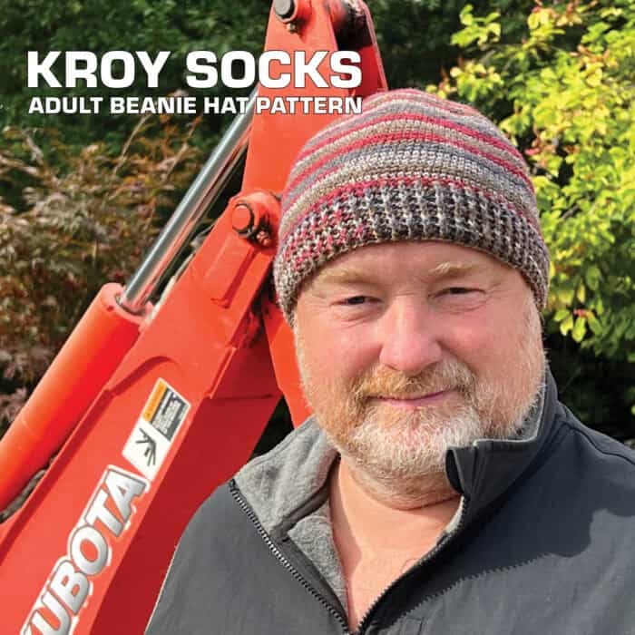 Kroy Socks Adult Beanie Hat Pattern Modeled by Daniel