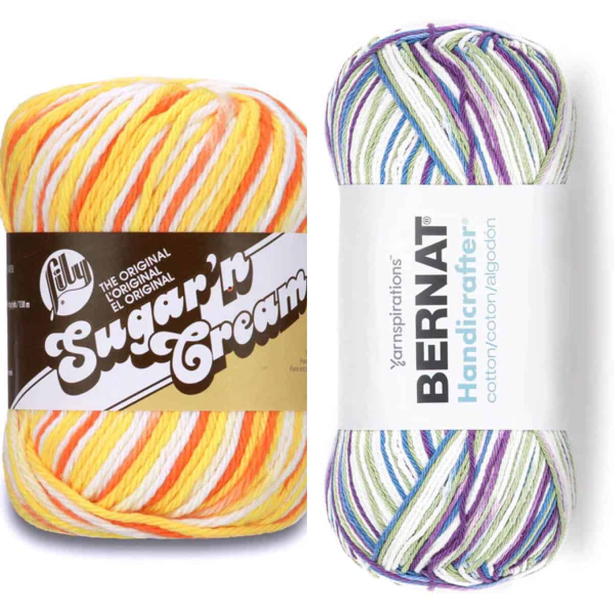 Lily Sugar'n Cream and Bernat Handicrafter Yarn Products