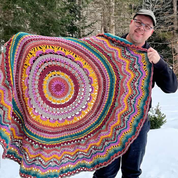 Round Textured Crochet Blanket by Mikey