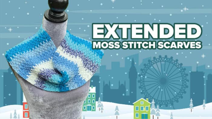 Blue Swirl Extended Moss Stitch Scarf Pattern
