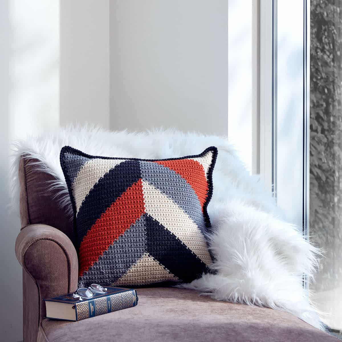 Caron Bold Angles Crochet Pillow Pattern