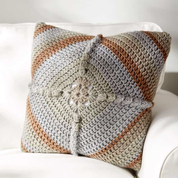 Caron Granny puff Crochet Pillow Pattern
