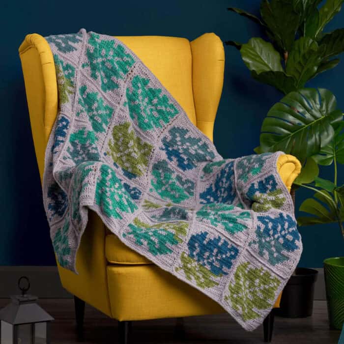 Caron Leafy Greens Crochet Blanket Pattern