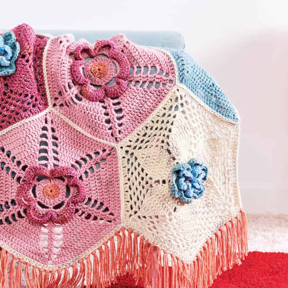 Crochet Aqua Blossoms Crochet Blanket Stitch Along